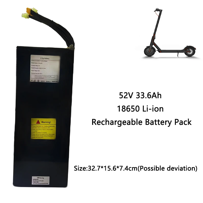 52V 33.6Ah 18650 Li-ion Rechargeable Battery Pack for Electric Bicycle Moped Balancing Scooter