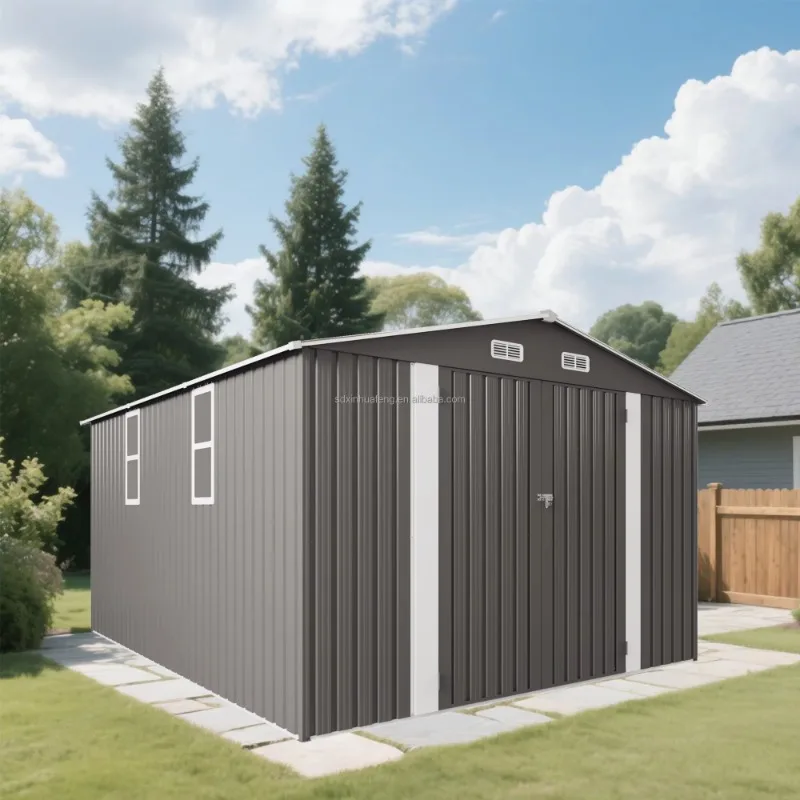 10x12ft Heavy   Durable Outdoor Metal Storage Shed Weather Resistance Lockable Door for Garden Backyard Tools