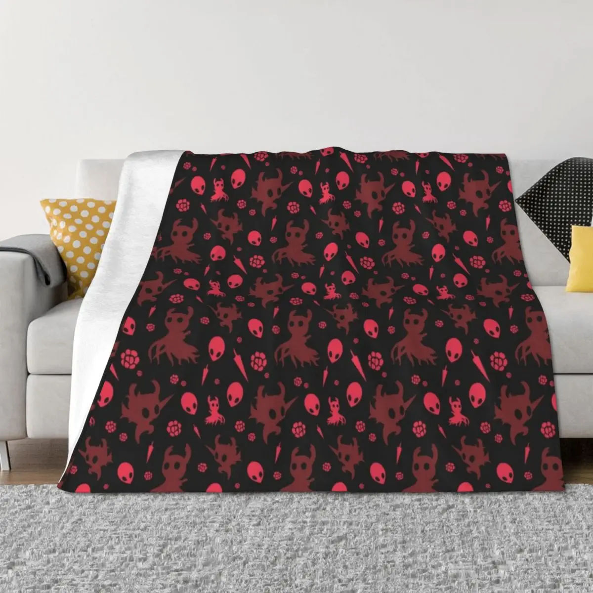 

GRIMM Hollow Knight Pattern Throw Blanket Extra Large Throw anime Luxury Designer Luxury Brand Blankets
