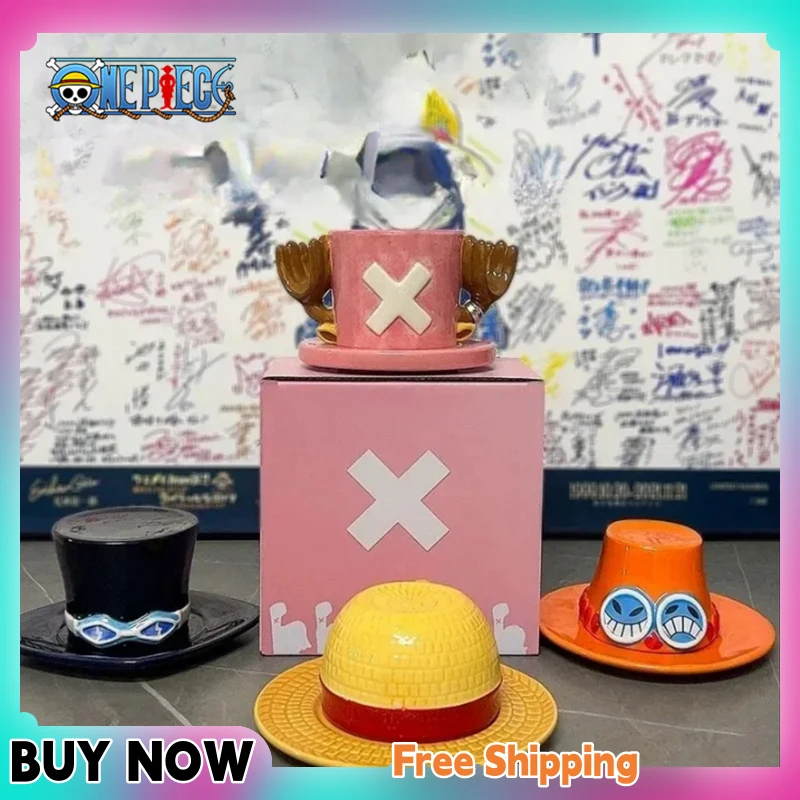 One Piece Monkey D. Luffy Ceramic Mug Portgas D Ace Chopper Sabo Office Desktop Cup Anime Figure Upside Down Coffee Cup Gifts