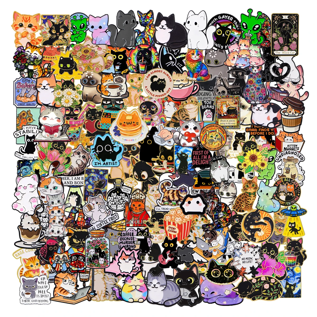 Wholesale 20/50/100/200pcs Cute Cat Enamel Pins Bulk Cartoon Lapel Brooch Badges Animal Pin Pack for Bag Jacket Collectible Gift