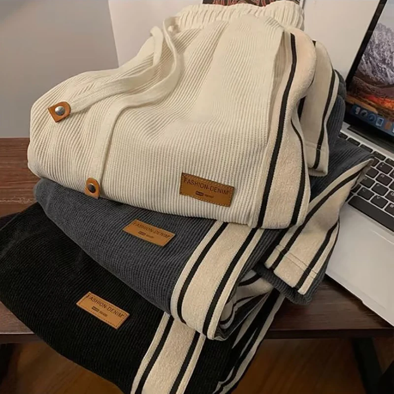 

Вельветовые мужские повседневные спортивные штаны, прямые толстые широкие брюки, осенне-зимняя уличная одежда, спортивные брюки для бега на открытом воздухе, мужские брюки