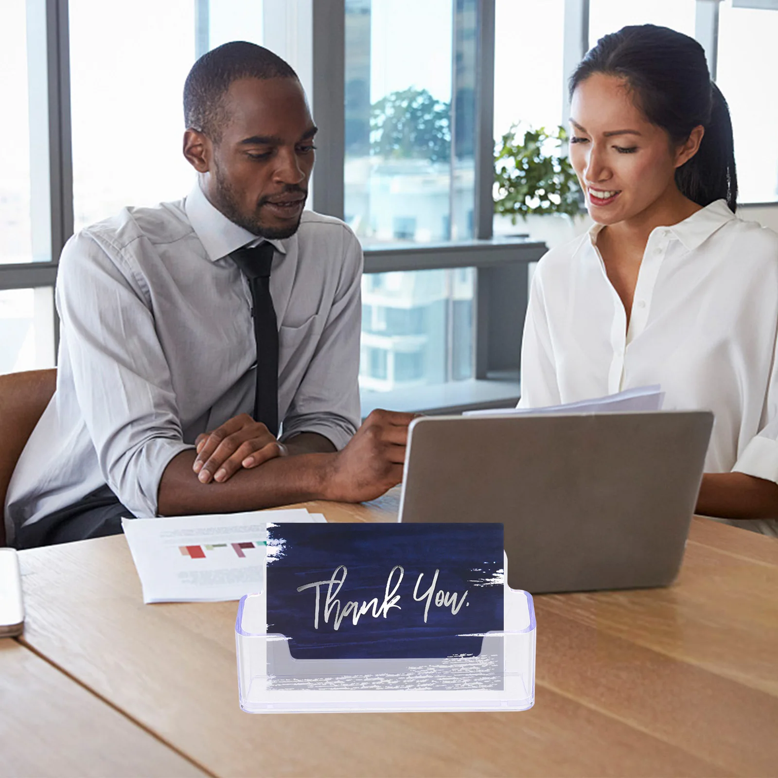 

3Pcs Transparent Acrylic Business Card Holder Clear Desk Organizer for Business Cards Display Stand Sturdy Storage Rack