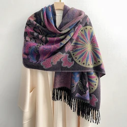 Flower Bird Pattern Winter & Fall Extra Soft Warm Scarf Large Pashmina Shawls & Wraps Cashmere Feel Womens Scarfs for Wedding