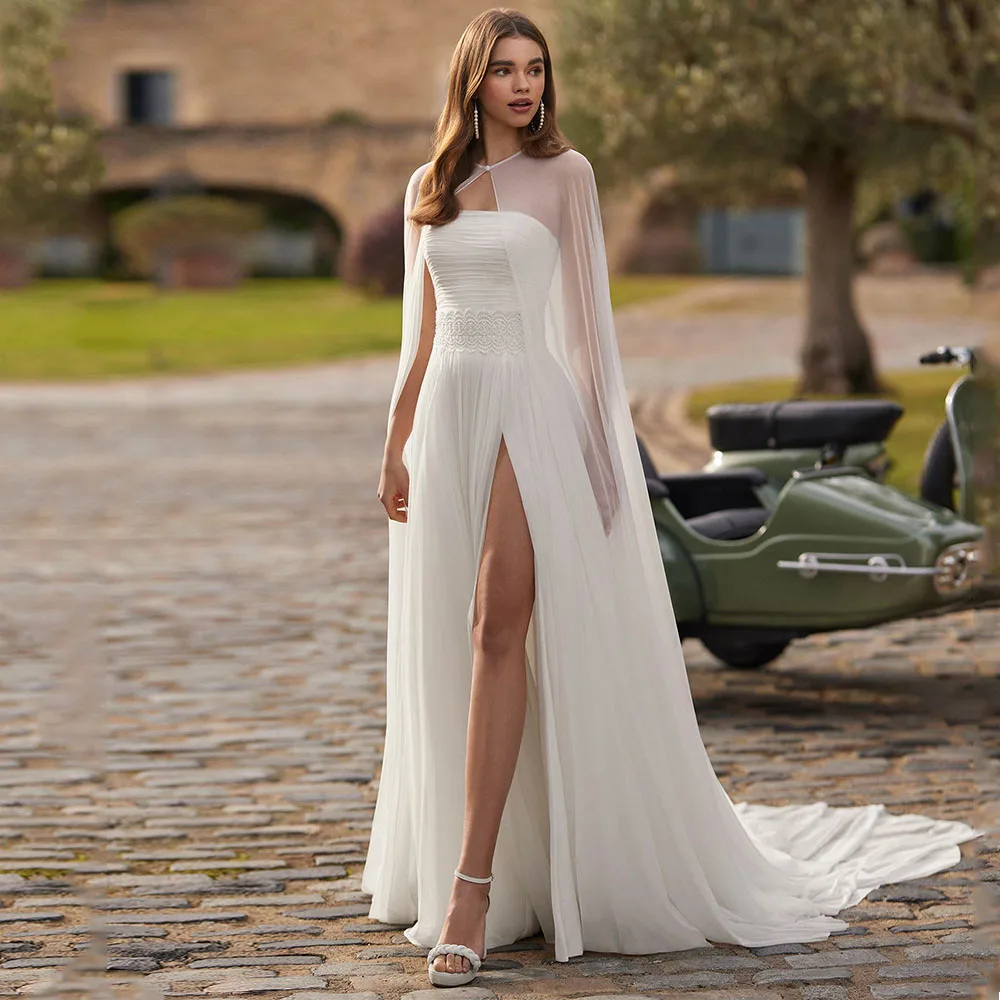 Elegant Ivory Wedding Dress For Women Strapless  With Shawl A Line Wedding Gowns Long Floor Length Simple Bridal Dress2025