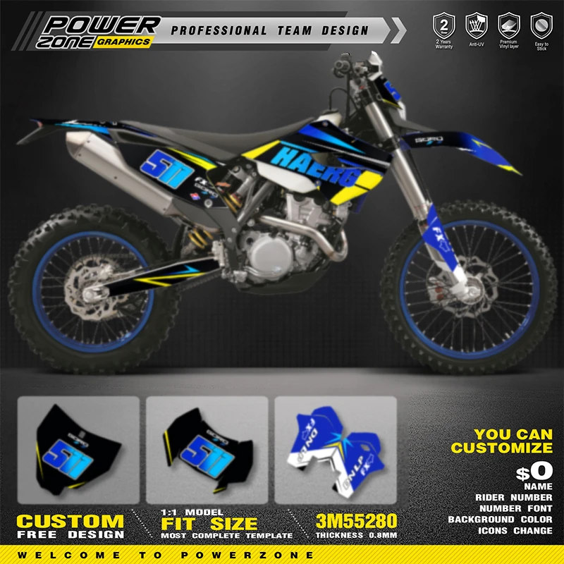 PowerZone Custom Team Graphics Backgrounds Decals Stickers Kit For HUSABERG 2013-2014 FE 390 450 570-TE250 300 -FX450-FS570 07