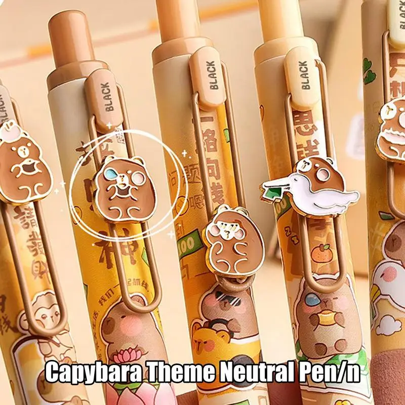 Capybara Gel Pens Smooth Writing Capybara Gel Roller Pens 5X Cartoon Anime Ballpoint Stationery For Women Girls Teacher