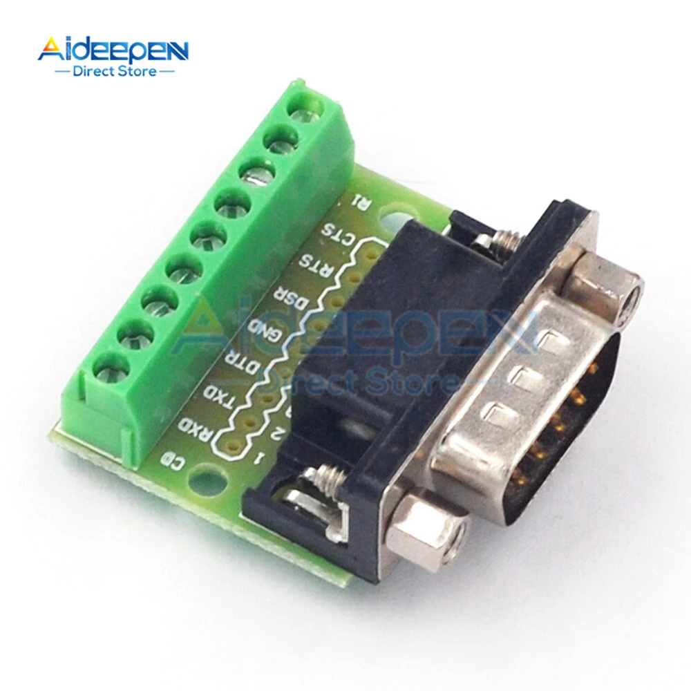 1 قطعة DB9 الذكور والإناث موصل محول المسمار محطة 9-Pin 9-Hole RS232 RS485 تحويل المجلس