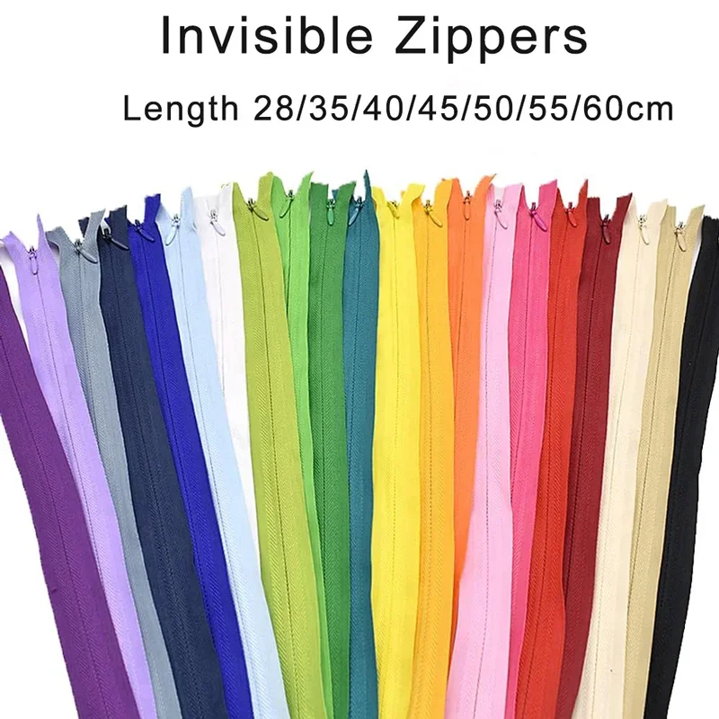 10pcs Invisible Zippers Nylon Coil Bulk Mixed Zipper For DIY Crafts Tailor Handcraft Sewing Accessories 28/35/40/45/50/55/60cm