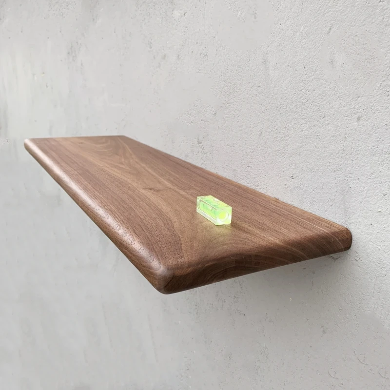 Black walnut baffle wall shelf custom solid wood desktop living room shelf wall shelf laminate