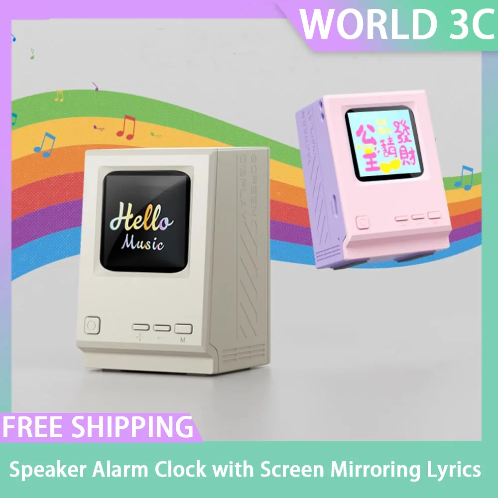 

Speaker Alarm Clock With Screen Mirroring Lyrics Retro Intelligence Wireless Speaker Cute Accessories Decoration Customize Gifts
