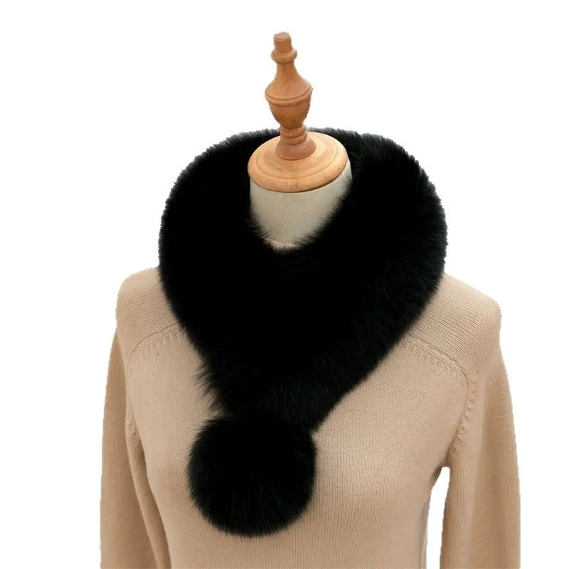 Chauffe-cou en fausse fourrure de renard pour femme – Écharpe épaisse et chaude avec col en fourrure, accessoire d'hiver de style de luxe élégant pour stimuler le tempérament