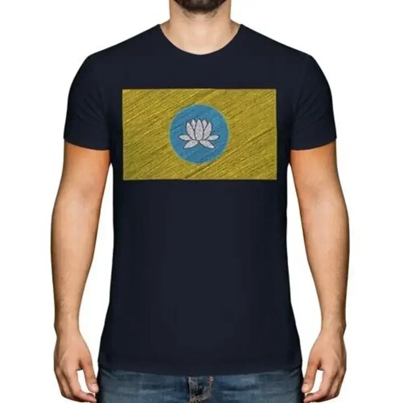 Kalmückien Scribble Flagge Herren T-Shirt Geschenk Fußballtrikot