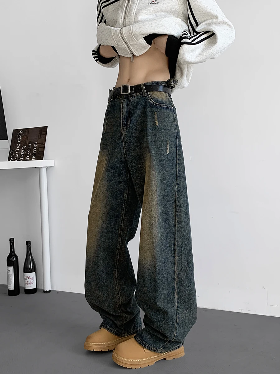 American Waed Vintage Cleanfit Men's Jeans Autumn Winter High Street Versatile Straight Leg Wide Leg Long Pants