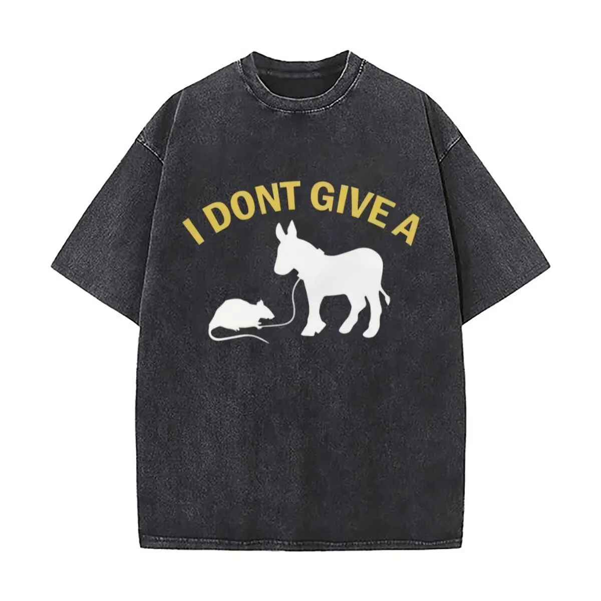 Donkey & Mouse Sarcastic Humor Art Vintage Distressed Washed Cotton Short Sleeve Streetwear Outfit