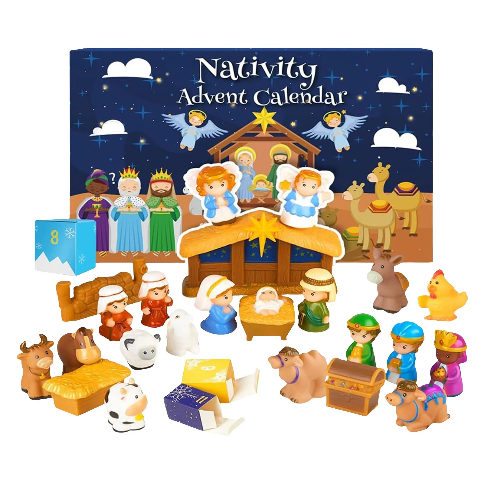 Minuterie de merde calendrier de bas 25 scène d'histoire de noël ensemble de jouets cadeau Surprise de noël compte à rebours ensemble de calendrier minuterie de cuisson
