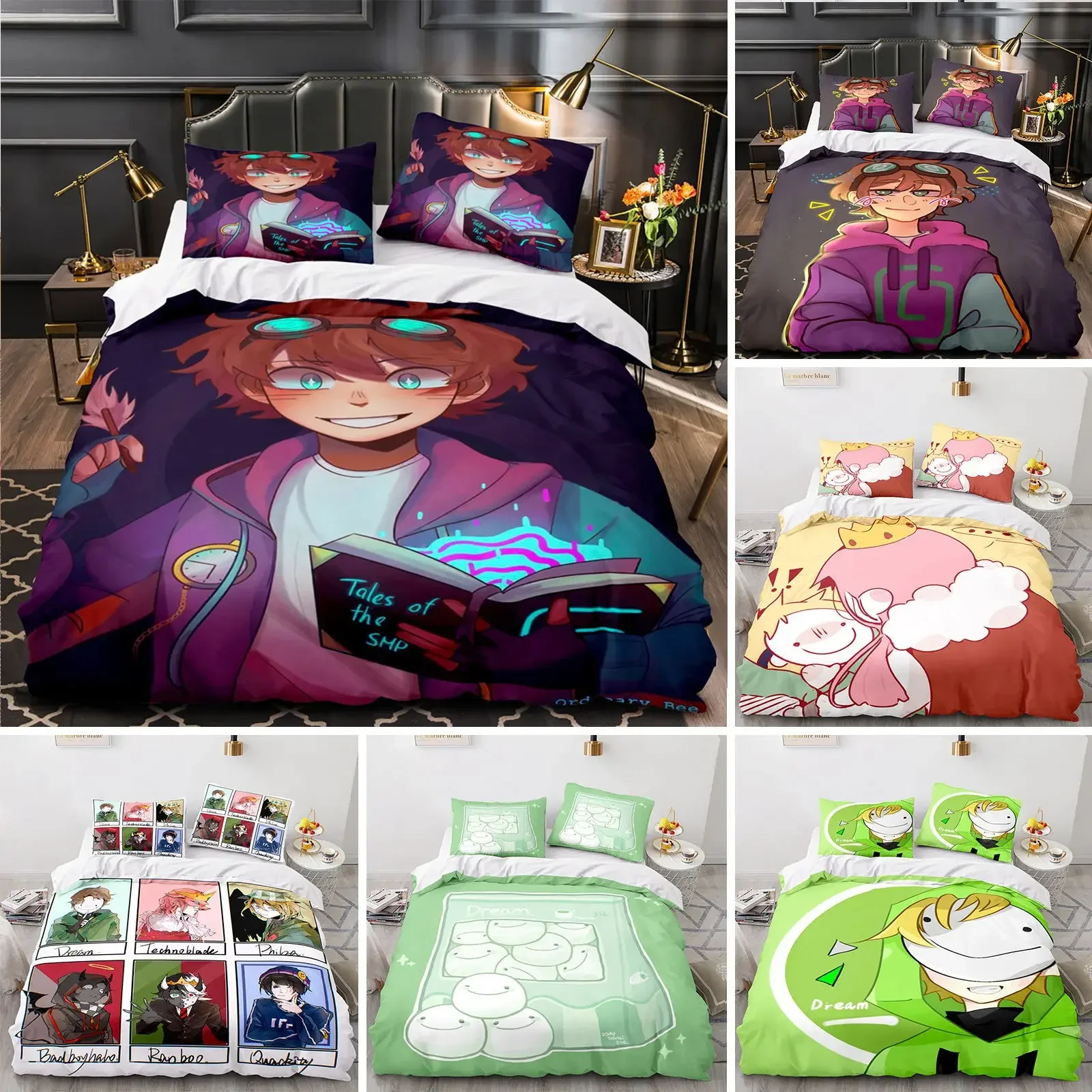 3D Printed GeorgeNotFound Bedding Set Dream Merch Ranboo Duvet Cover Double Twin Full Queen King Adult Kids Quilt Cover