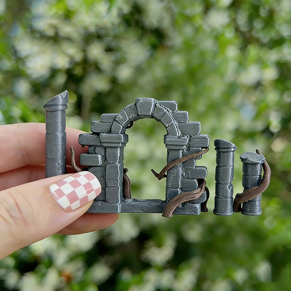 Dark Gothic Ruined Castle Resin Monitor Topper Ornament Desktop Decoration for Gamer Computer Screen