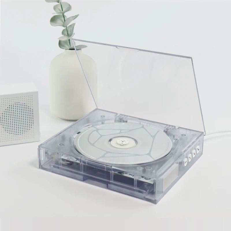 Soft Mist White Hi-Fi CD Player Album Player Bluetooth Detachable CD Player Vintage Disk Player