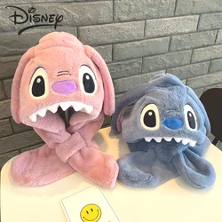 Stitch Winter Child Hat Glove Set Kawaii Girl Plush Scarf Thicken Warm Baby Anime Cartoon Clothes Accessories Student