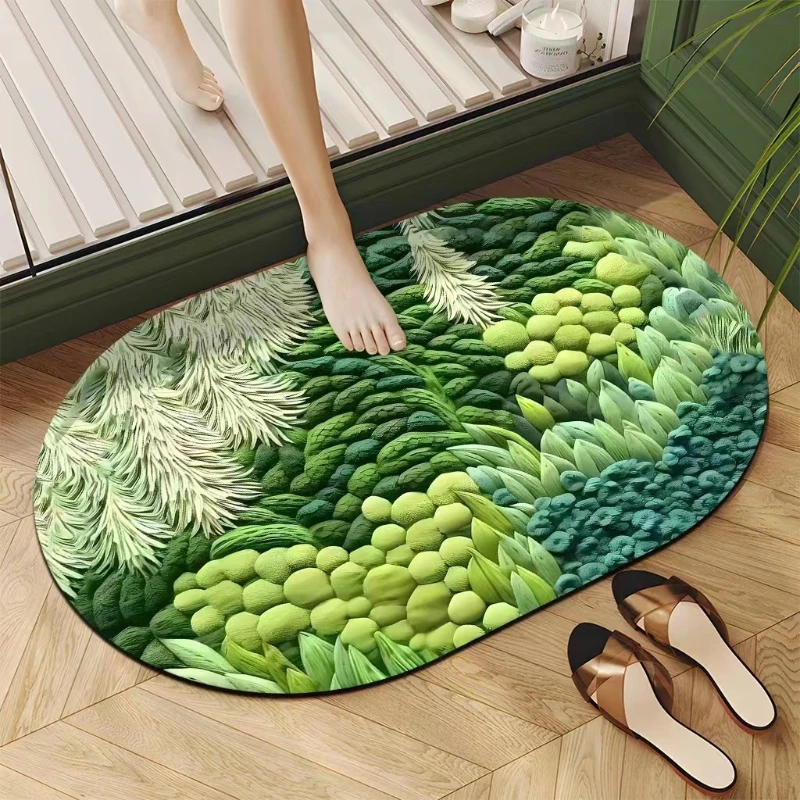 Creative 3D Three-dimensional Green Plant Bathroom Bathroom Water Absorption Toilet Entrance Anti-skid Foot Mat