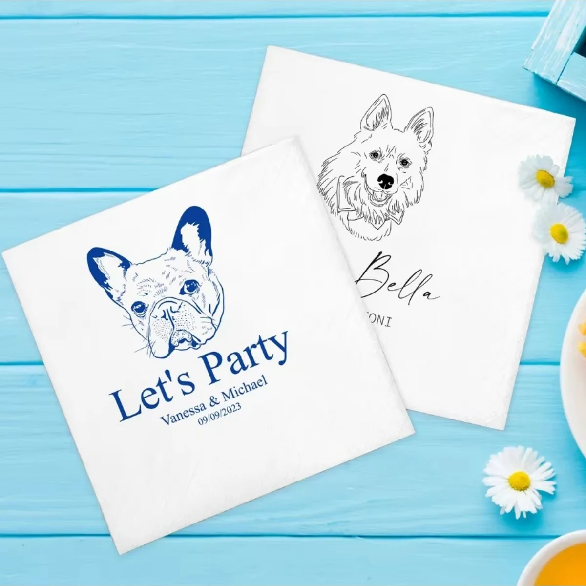 

25PCS Custom Wedding Pet Napkins Beverage Napkins Cocktail Napkins Party Napkins Custom Hot Stamping Engagement Party