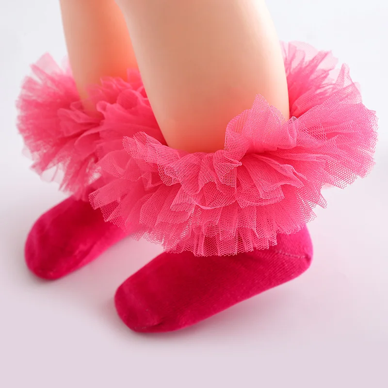 Toddler Baby Girls Kids Princess Bowknot Lace Floral Baby Socks Cotton Ruffle Frilly Big Kids Ankle Short Socks