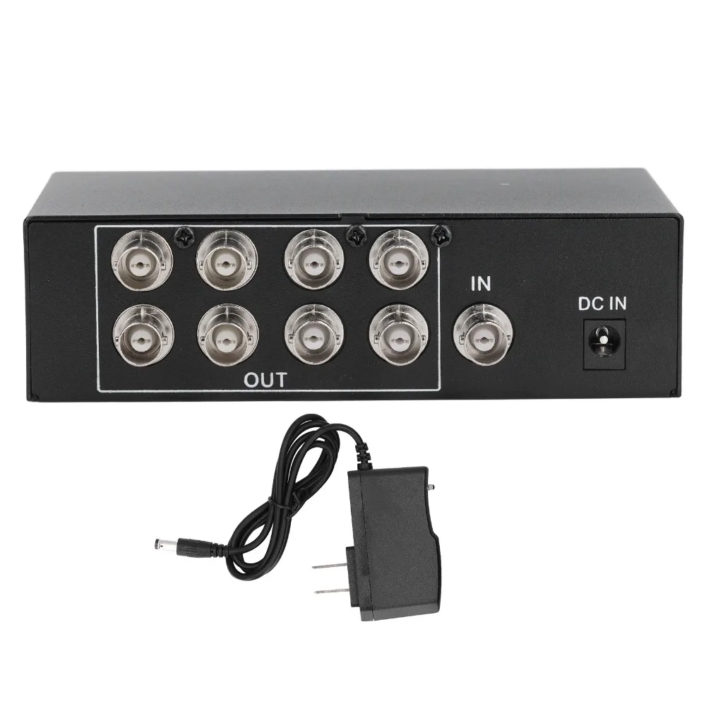 1080p 60Hz 8 Port 1 in 8 Out BNC Video Splitter Plug and Play for US Plug Coaxial Video Distributor AV Video Splitter Cable Box