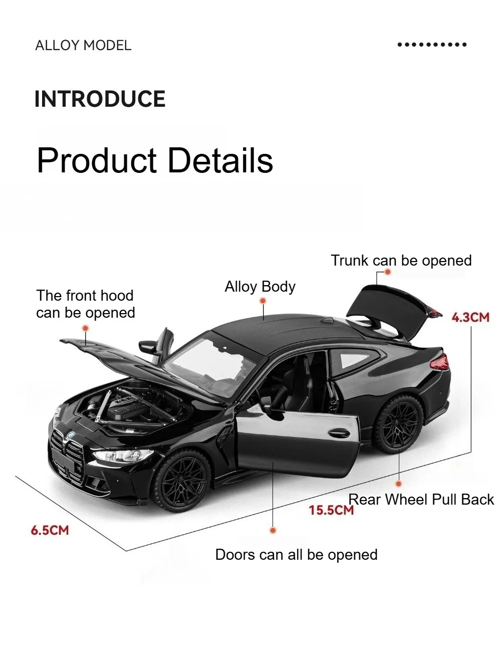 1:32 M4 320I Simulation Auto Modell Spielzeug Metall Diecast Türen Geöffnet Sound Licht Zurückziehen Gummi Reifen Ornament Fahrzeuge für Kinder – Detail 23