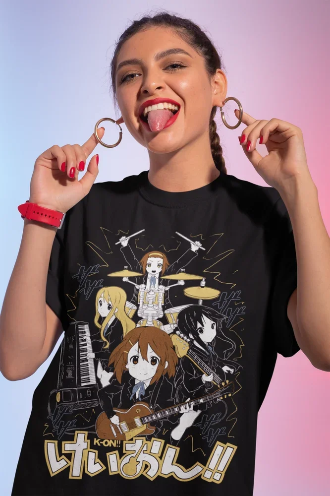 K-On T-shirt japon Anime dessin animé série de musique unisexe cadeau noir T-Shirt taille