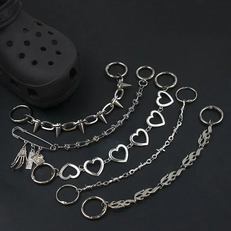 2026 Hot New Designer Shoe Charms Chain Fashion Gift Punk Pendant Metal Buckle Hip Hop Shoe Decoration Accessories For Gift