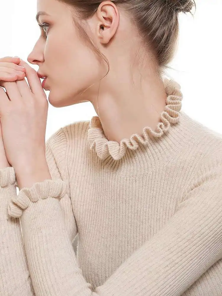 

Women's Knitted Sweater Tight Fit f High Ne Autumn Winter Faion Soft Material Commute Sle Floral Lace