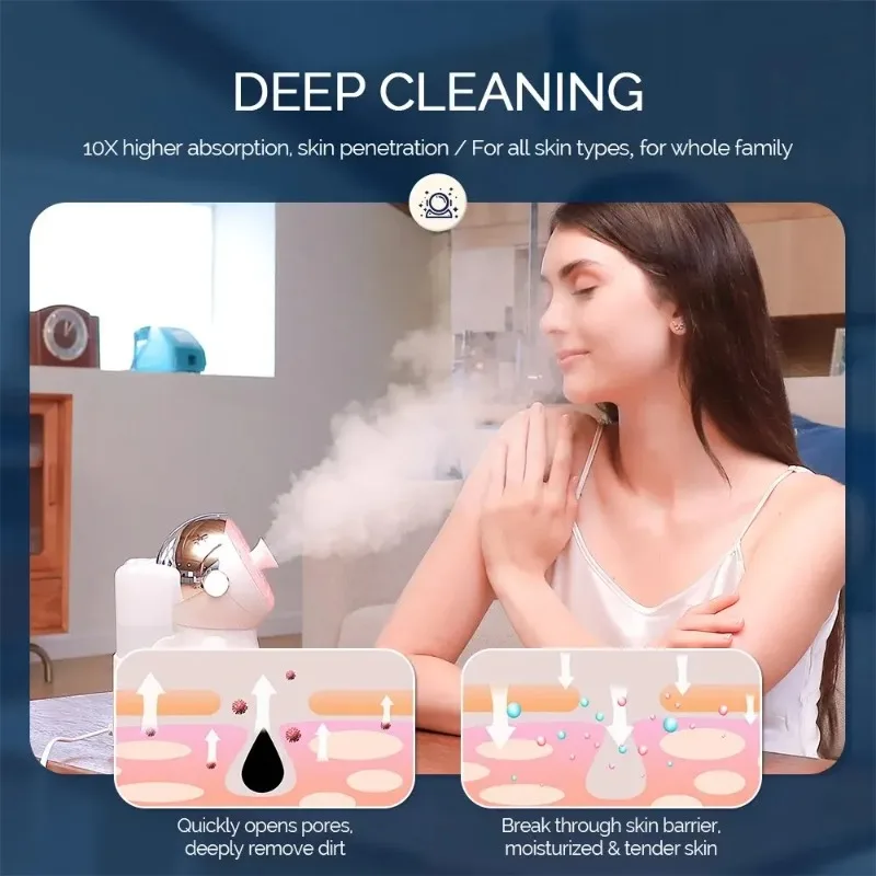 7Colors Photon Nano Hot Spray Face Steamer Sauna Pore Cleaner Red Light Therapy Skin Brightening Air Humidifier Facial Vaporizer