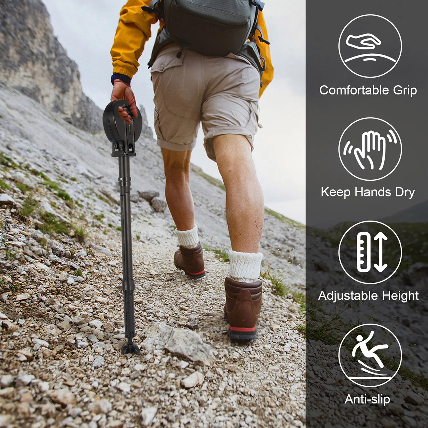 Portable Walking Cane with Seat, Foldable Lightweight Aluminum Anti-Slip Walking Stick for Men & Women, 550 Lbs Collapsible Cane