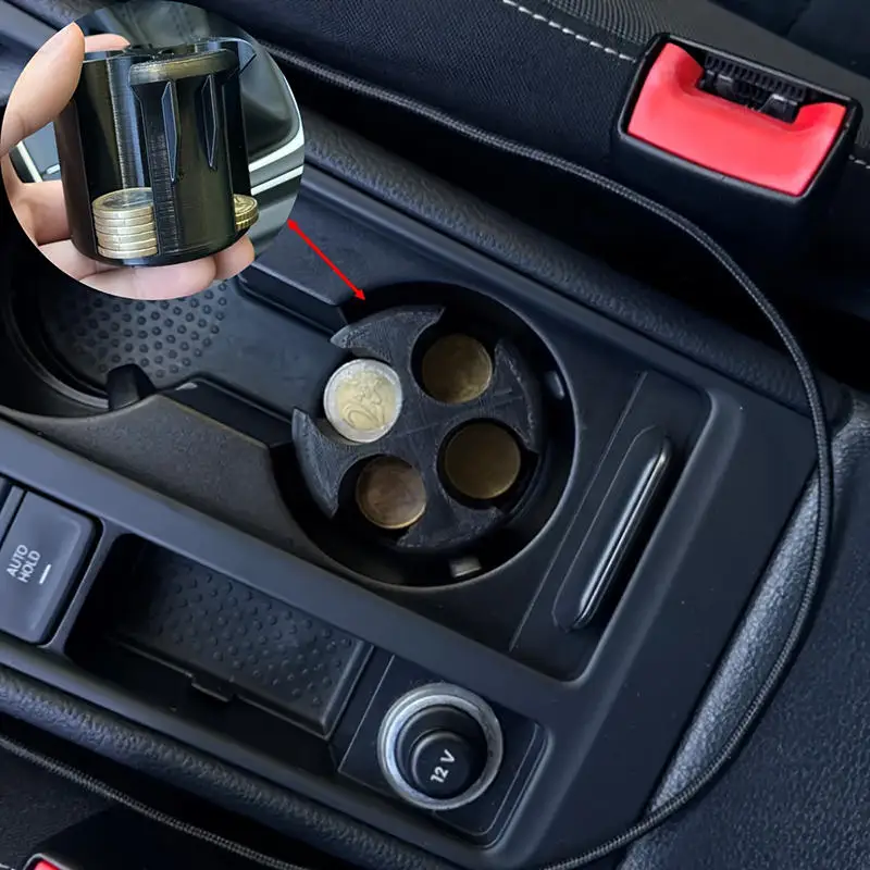 Rotary US Dollar Coin Holder Car Cup Holder Compatible Multi-Slot Black Coin Storage Box for Vehicle Interior Accessories