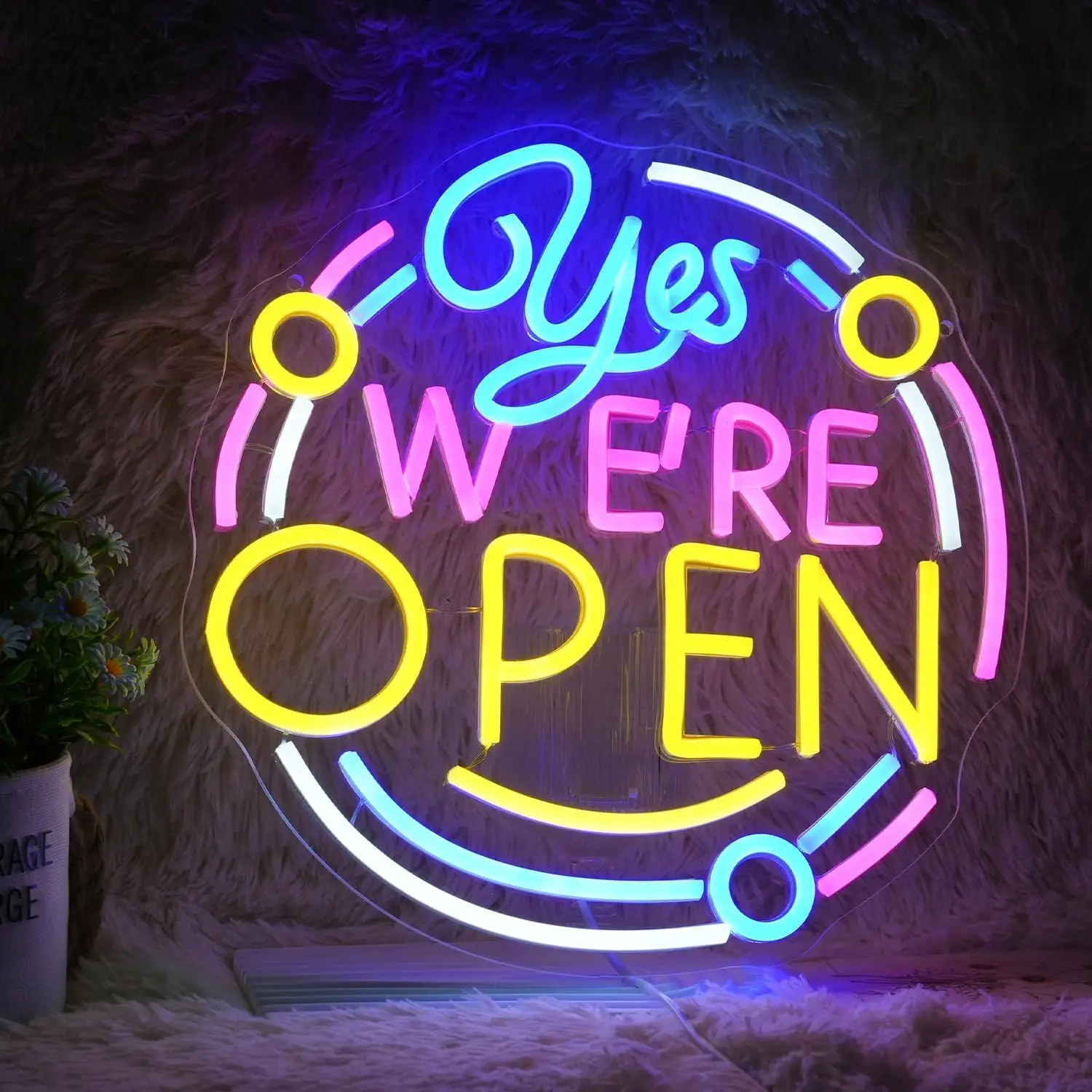 

Yes We Are Open Неоновый свет Светодиодная неоновая вывеска Настенный декор с питанием от USB с регулируемой яркостью Магазин Кафе Ресторан Салон Магазин Бар Декор для вечеринки