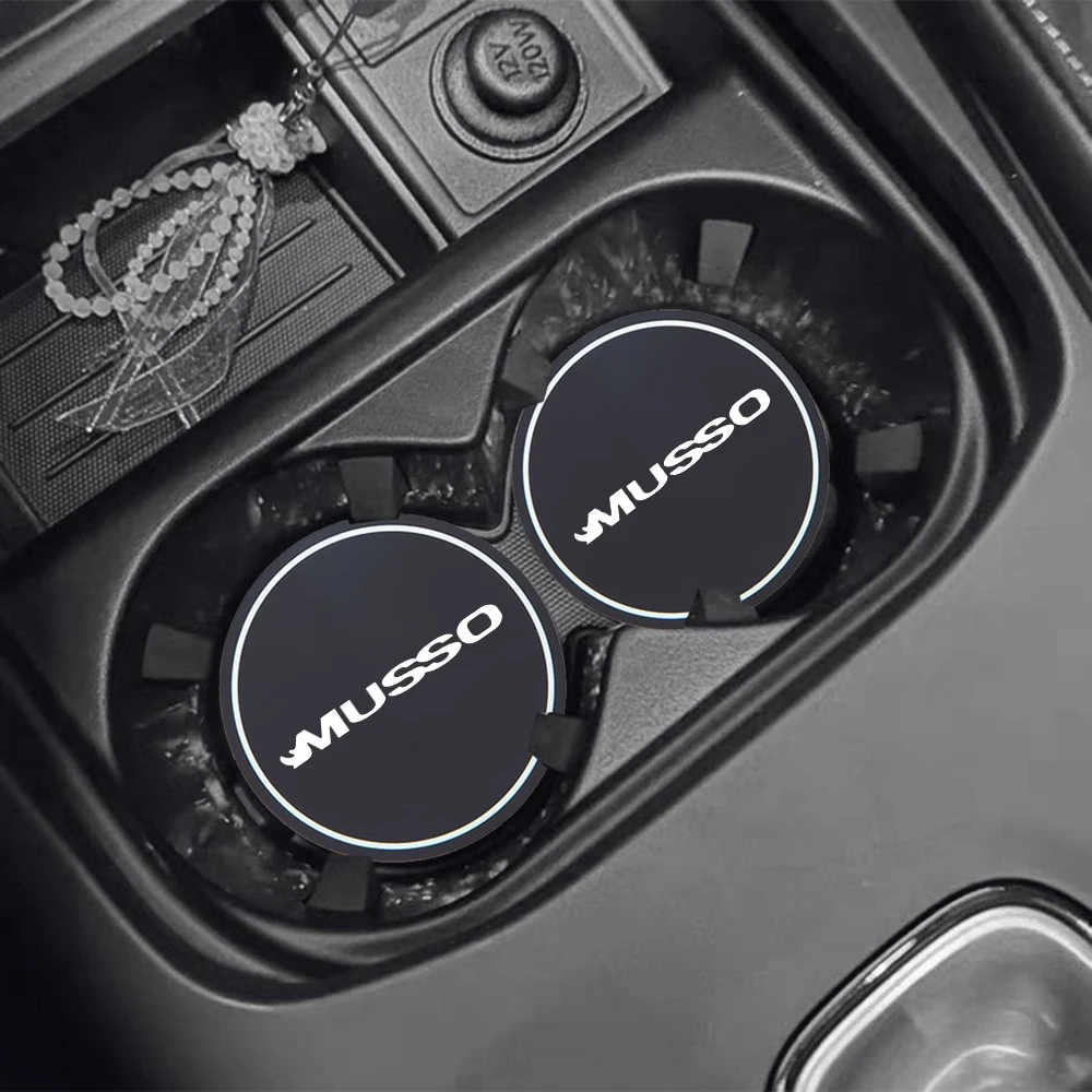 2Pcs Car Cup Holder Anti Slip Insert Coasters Pads Decoration For SsangYong Actyon Rodius Musso Korando Rexton Kyron Chairm