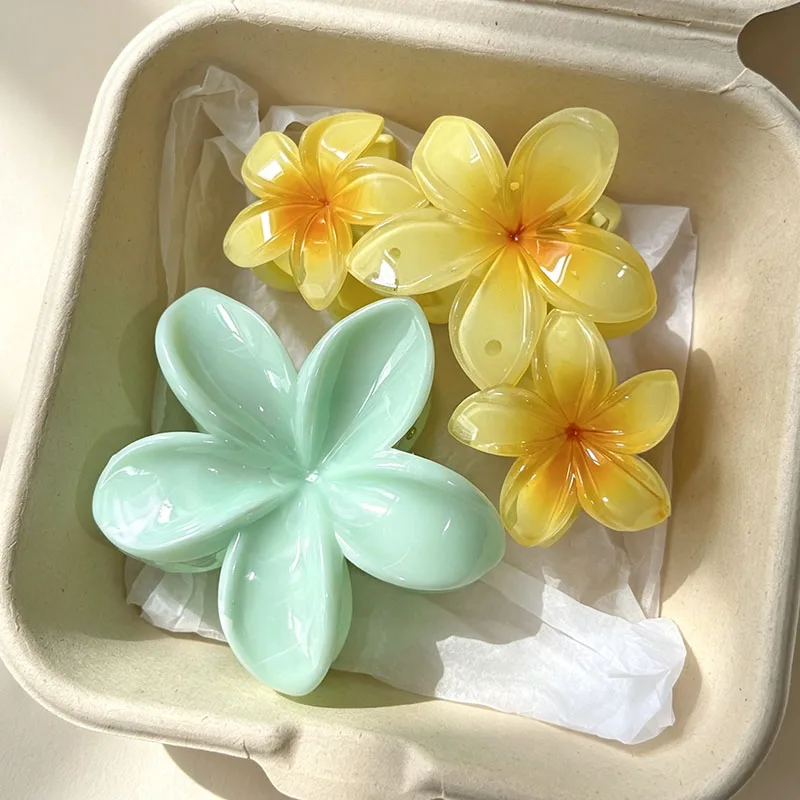 Retro Hawaii Unregelmäßige Strand-Haarklammer für Frauen, Trendige Blumen-Haarspange, Krabben-Haarspange für den Hinterkopf, Party-Haaraccessoires – Detail 14