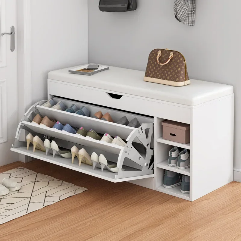 Nordic Shoe Storage Rack Entrance With Shoe Changing Stool Household Shoe Cabinet Household Entrance Bench Shoes Organizer Shelf