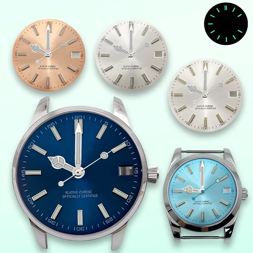 28.5mm S Dial Watch modification  Sunburst Dial Fit NH35/NH36 Japanese Movement Green Luminous nh35 Dial Watch Accessories tool