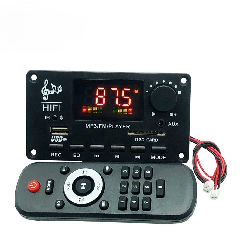 12V  2 * 50W stereo power amplifier Bluetooth decoding board Color screen with recording call lossless radio main board