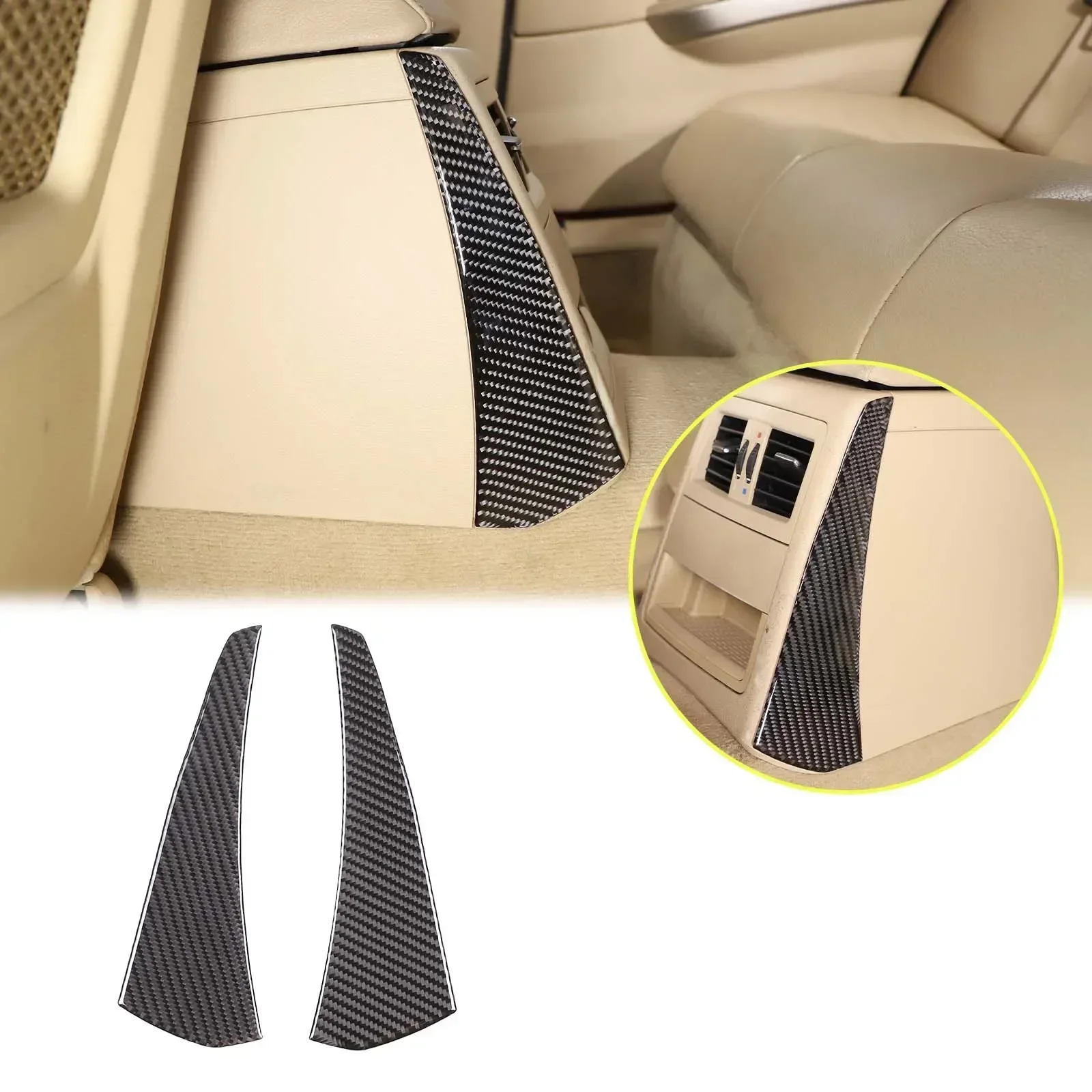 For BMW 3 Series E90 2005-2012 Car Rear Exhaust Vent Side Decorative Sticker Soft Carbon Fiber Interior Accessories