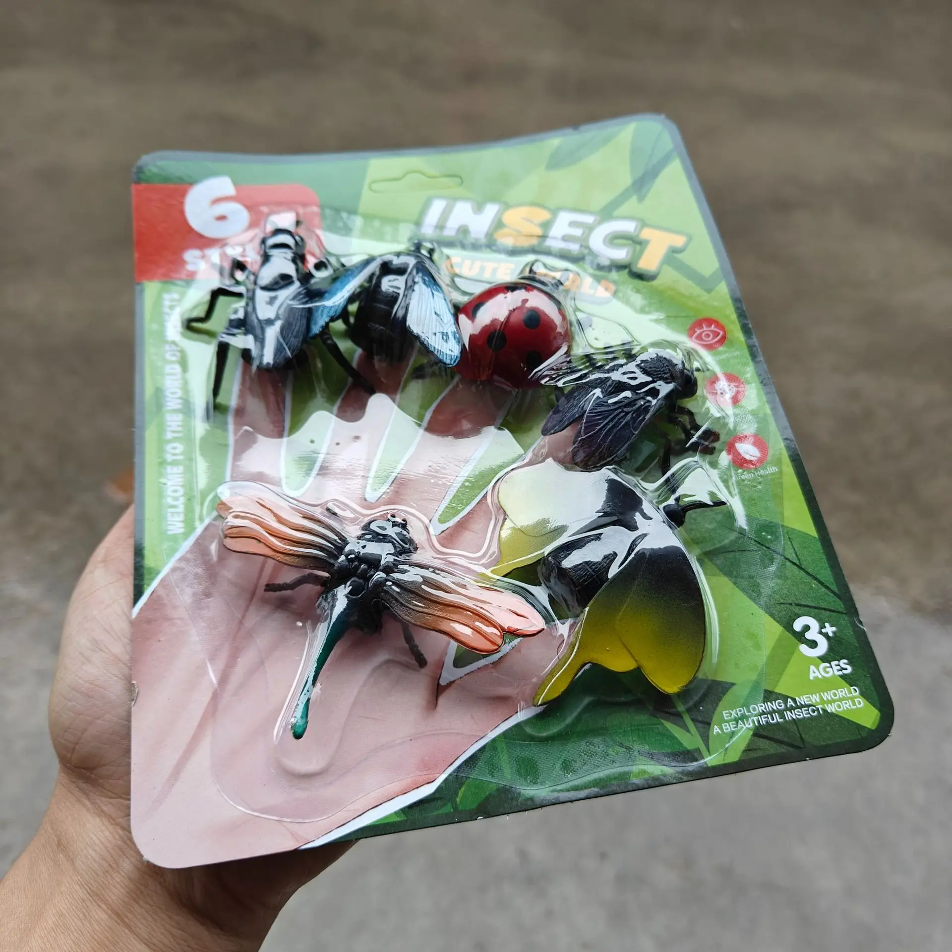 ชุดหุ่นมือแมลง 6 ชิ้น, โมเดลแมลงที่เหมือนจริงทำจากยางนุ่ม, ของเล่นแบบโต้ตอบสำหรับเด็กสำหรับพ่อแม่และลูก