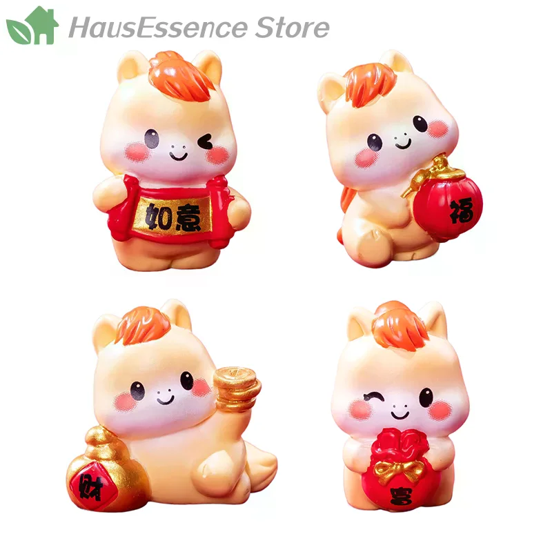 ※Improved 2026 New Year Figurines Miniatures Cartoon Lucky Horse Micro Landscape Ornaments Household Desk Decorations