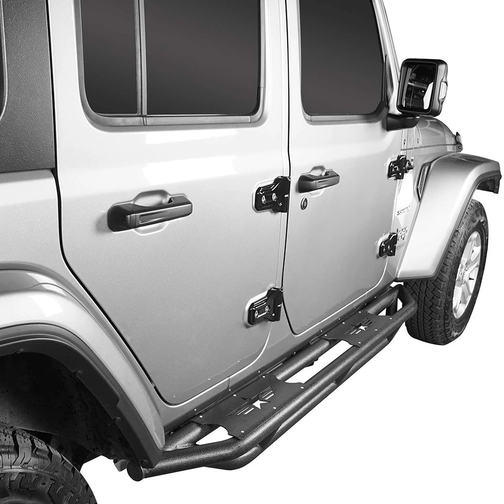 Lantsun JL1120 Sidestep Steel Board Side Steps Nerf Bar Car Pedal Side Stairs for Jeep for Wrangler JL2018+, 4Door