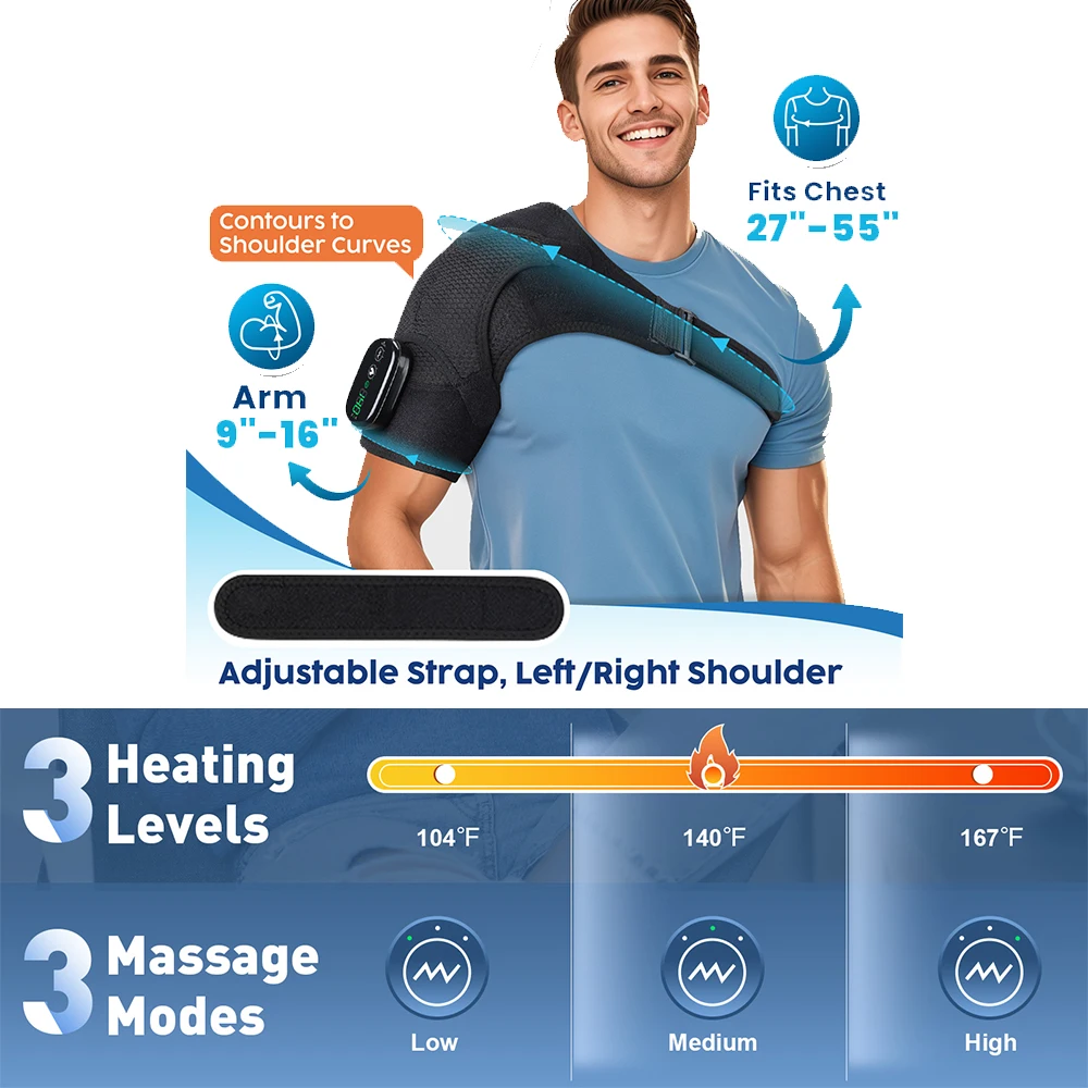 

Электрический массажер для плеч с подогревом, бандаж 3, тепло и вибрационный тепловой шейный мышц, расслабляющий офисный массажный пояс с подогревом плеч