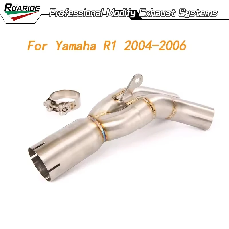 Slip On für Yamaha YZF R1 2004–2006, Motorradauspuff, mittleres Verbindungsrohr, mittleres Verbindungsrohr aus Edelstahl