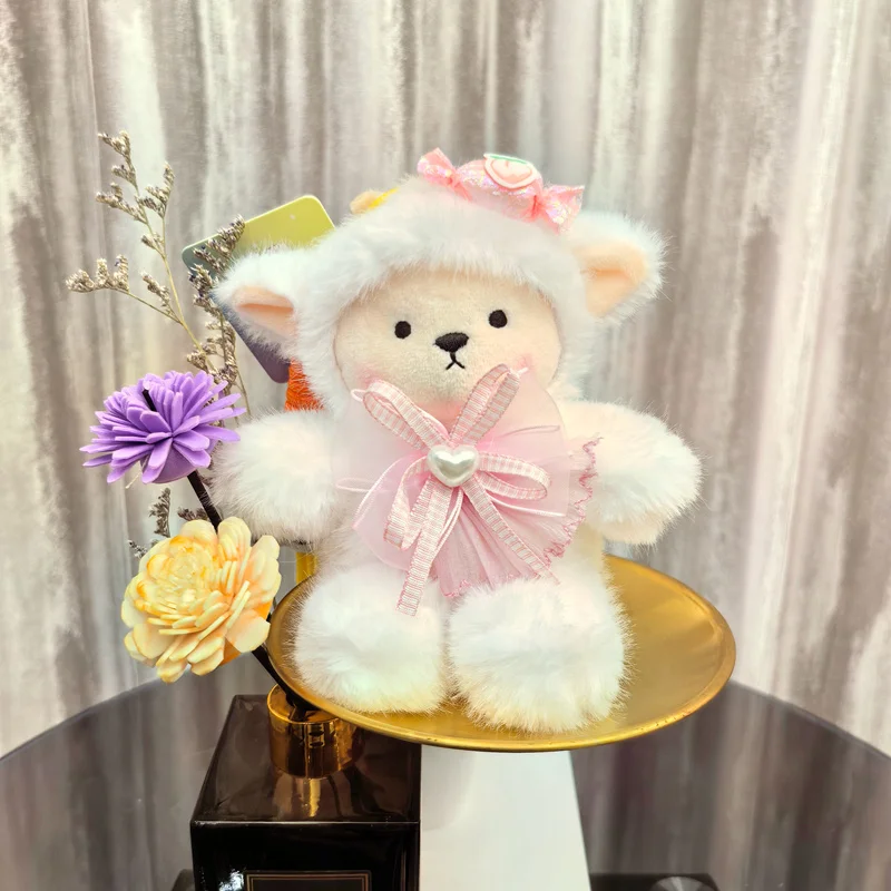 Juguetes de peluche suaves de oveja de cordero, bonito accesorio con lazo, patatas fritas, pan, huevo, Animal, muñeco de peluche, regalos para niñas, decoración Eid al Fitr