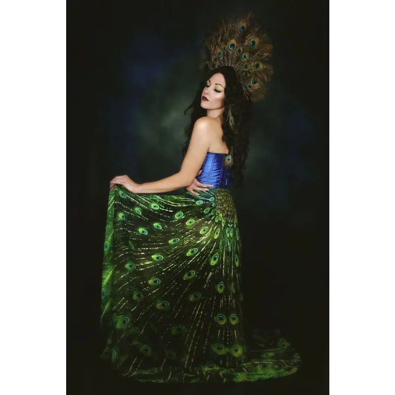 

Головной убор из павлиньих перьев для женщин, костюм для бурлеска, корона в стиле ар-деко 1930-х годов, повязка на голову для Марди Гра, диско, Burning Man, с блестками