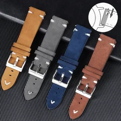 18mm 20mm 22mm High Quality Suede Leather Watch Band for Seiko Quick Release Watch Strap Vintage Handmade Stitching Wrist Band